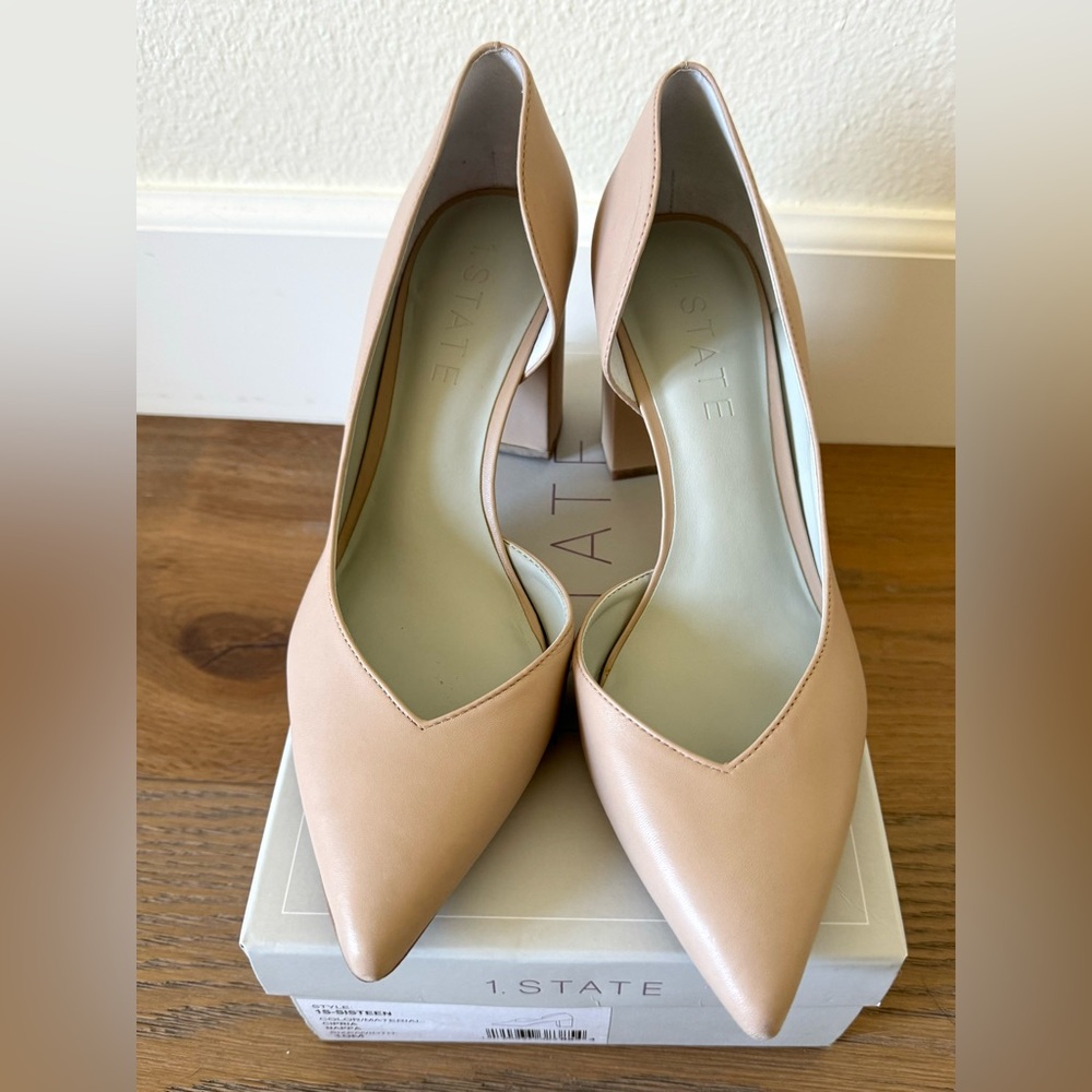 1. State “Sisteen” size 10 nude “nappa” leather neutral heels from Nordstrom